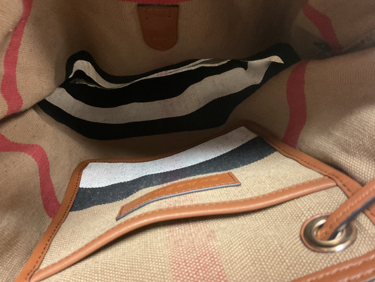Backpack Luxury Designer By Burberry In Plaid Pattern, Size:Large