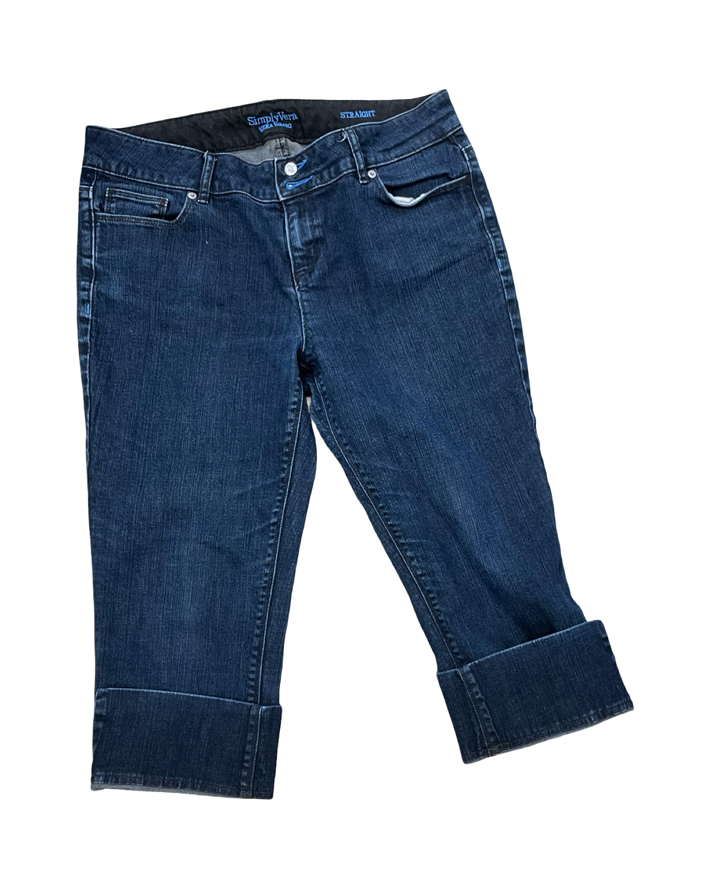 Jeans Cropped By Simply Vera In Blue Denim, Size:14