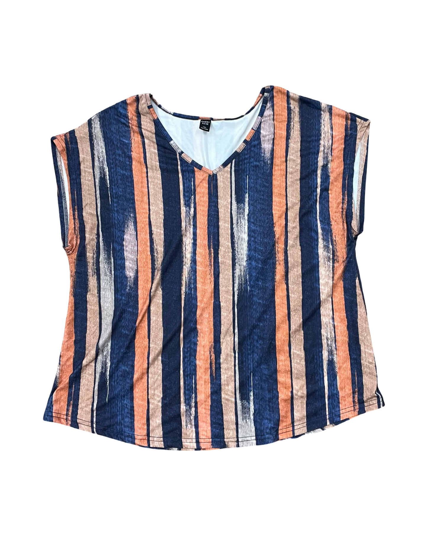 Top Ss By Emery Rose In Blue & Orange, Size:1X