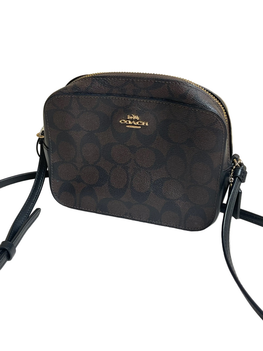 Crossbody Designer By Coach In Black & Brown, Size:Small