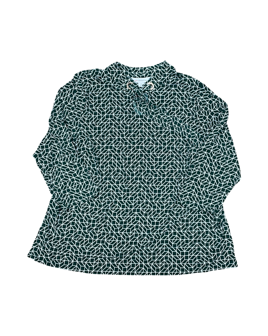 Top Ls By Liz Claiborne In Green & White, Size:1X