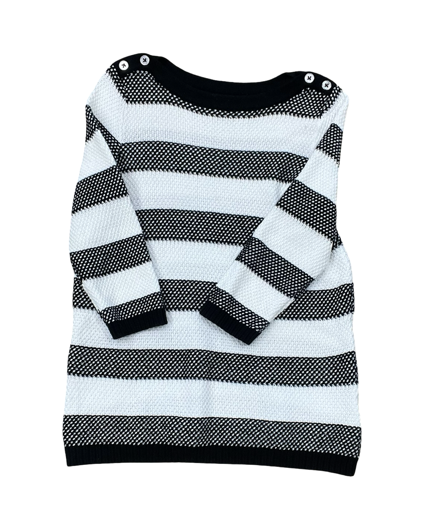 Top 3/4 Sleeve By Croft And Barrow In Black & White, Size:S