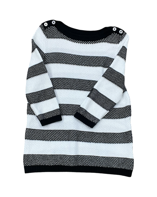 Top 3/4 Sleeve By Croft And Barrow In Black & White, Size:S