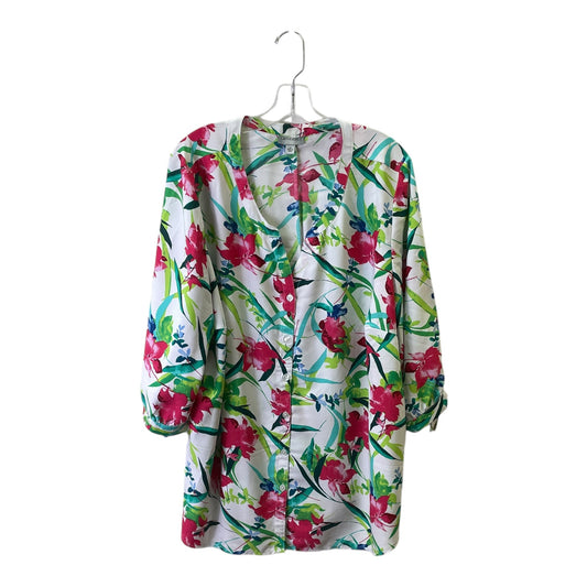 Top 3/4 Sleeve By Catherines In White, Size:2X