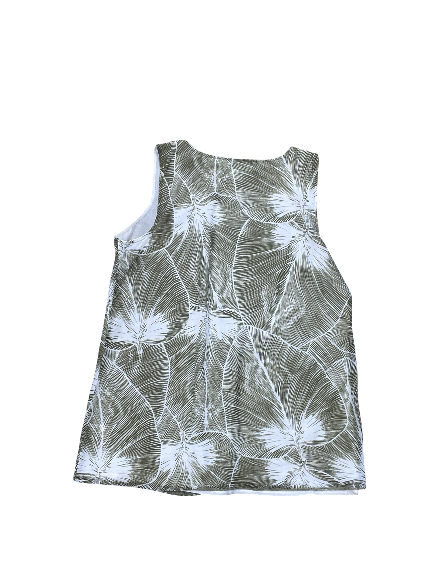 Top Sleeveless By Liz Claiborne In Green & White, Size:M