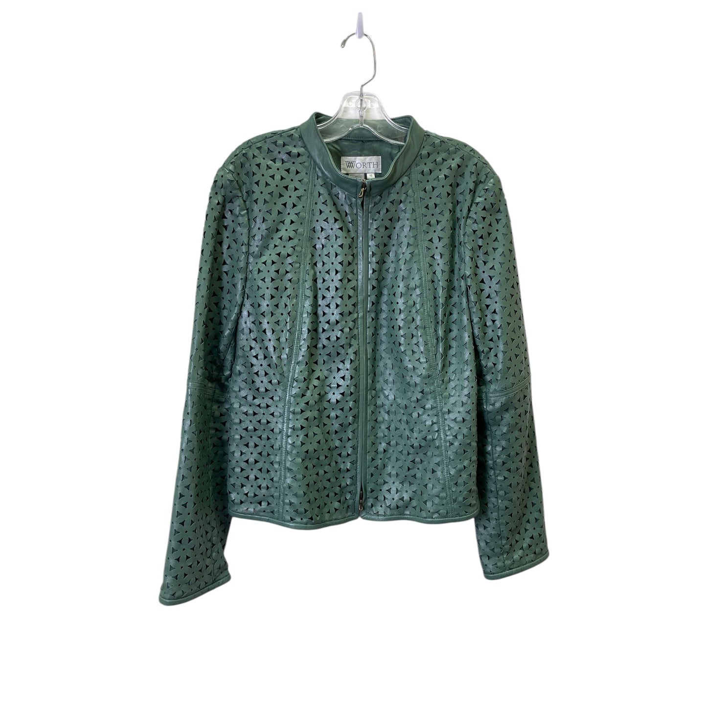 Jacket Leather By Worth Ny In Green, Size:Xl