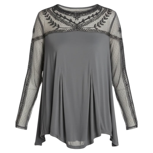 Jojo Mixed Media Long Sleeve Tee By Free People In Grey, Size: S (estimate)