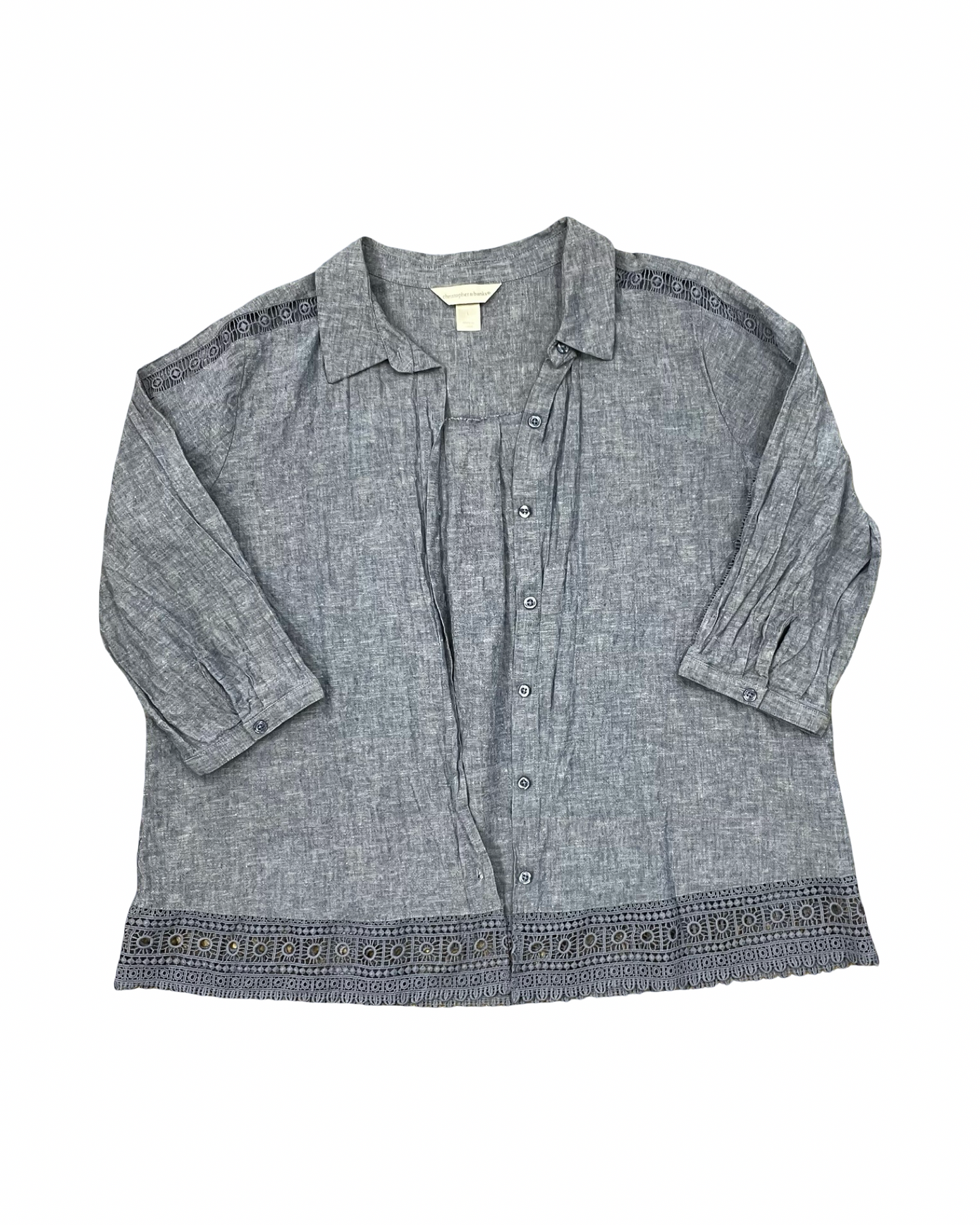 Top 3/4 Sleeve By Christopher And Banks In Blue, Size:L