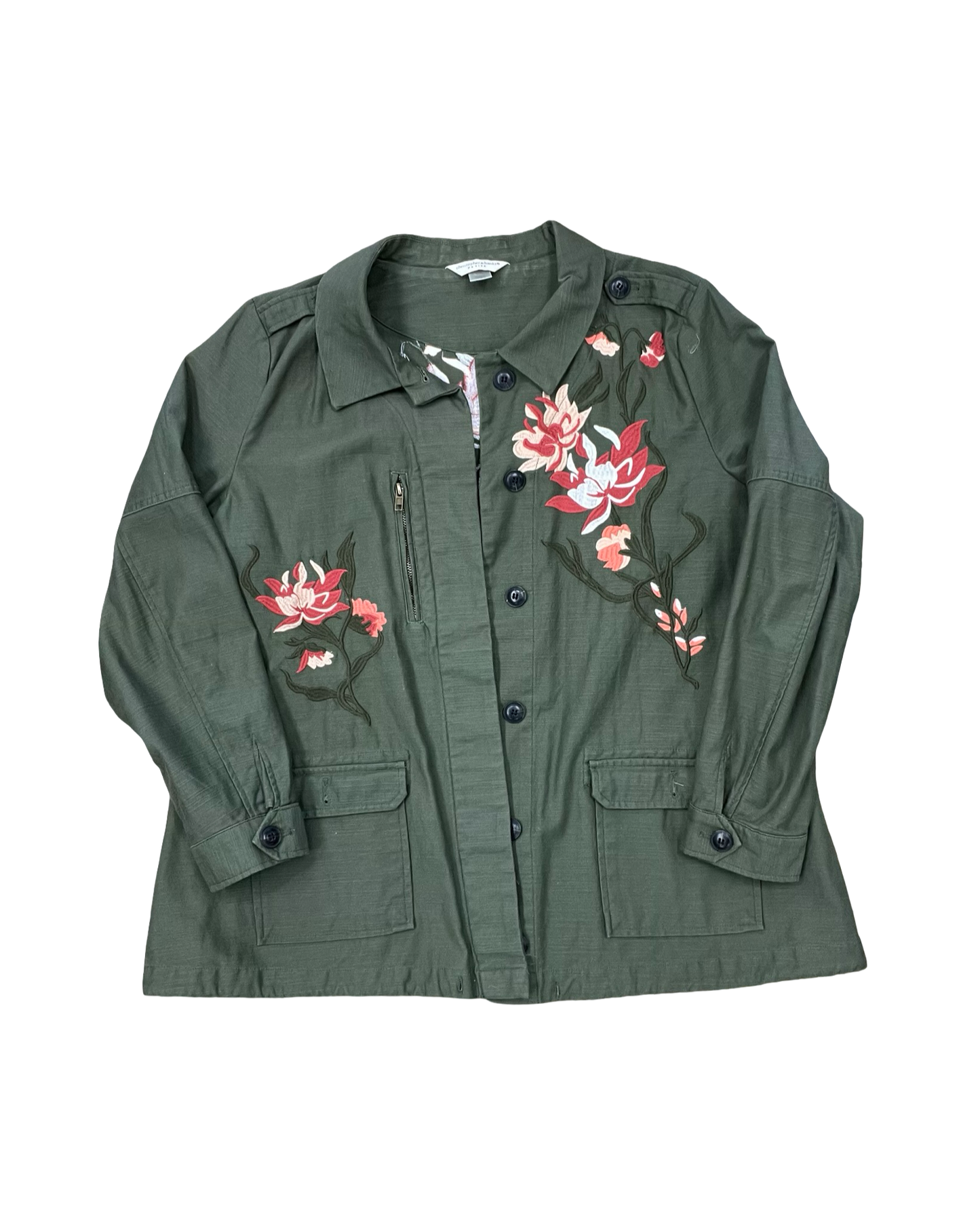 Jacket Denim By Christopher And Banks In Green, Size:Xlp