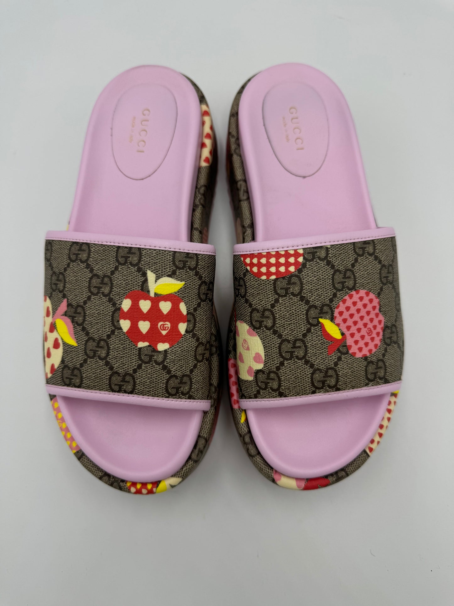 Gucci Les Pommes Platform Luxury Designer Sandals Size: 8.5