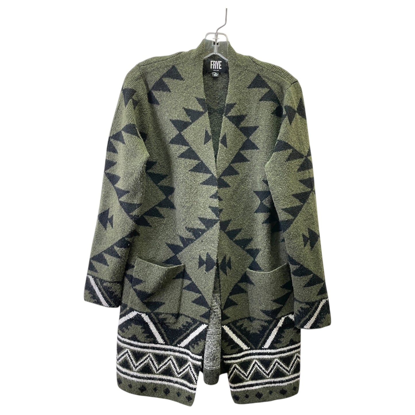 Cardigan Designer By Frye In Black & Green, Size:S