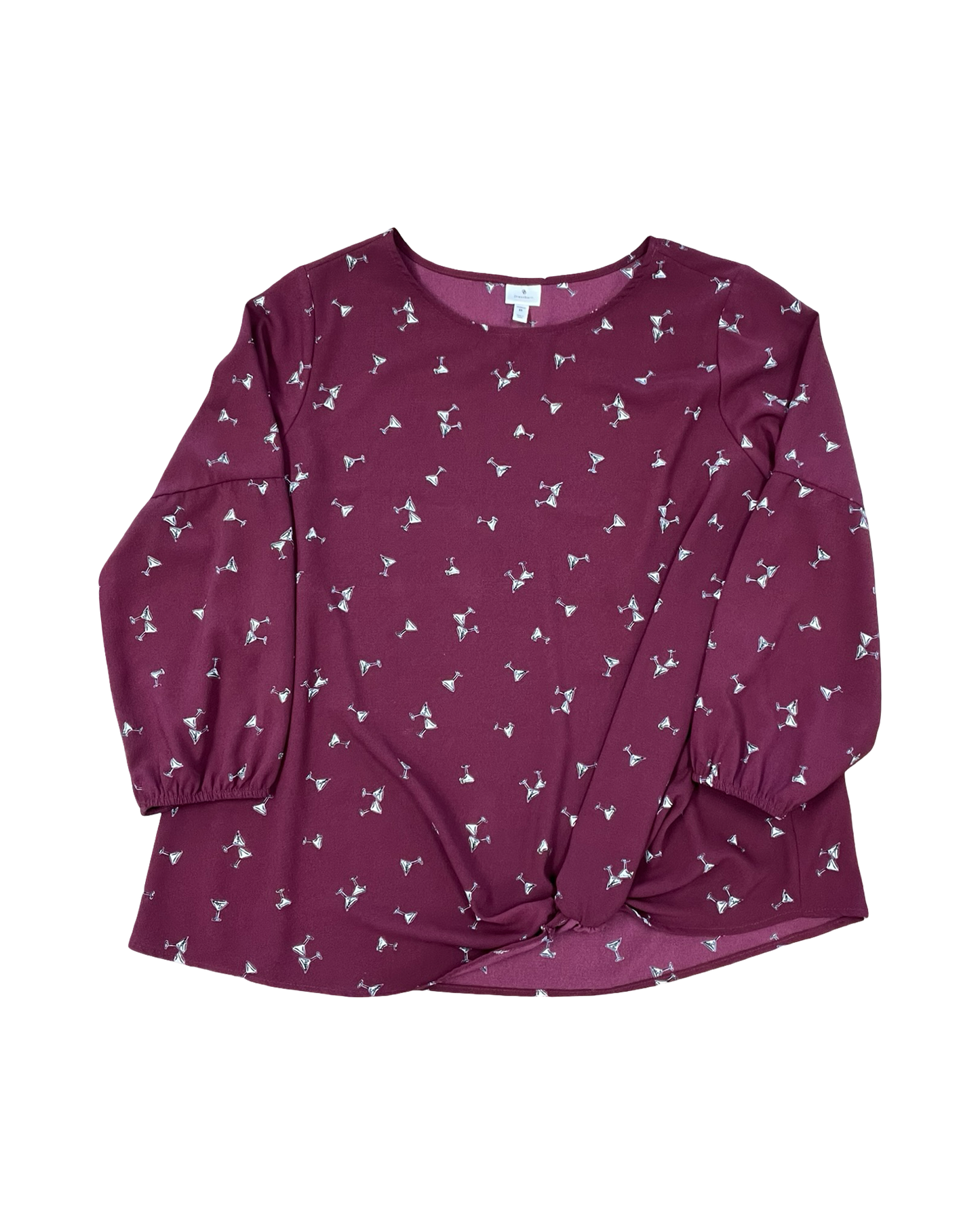 Top Ss By Dressbarn In Maroon, Size:2X