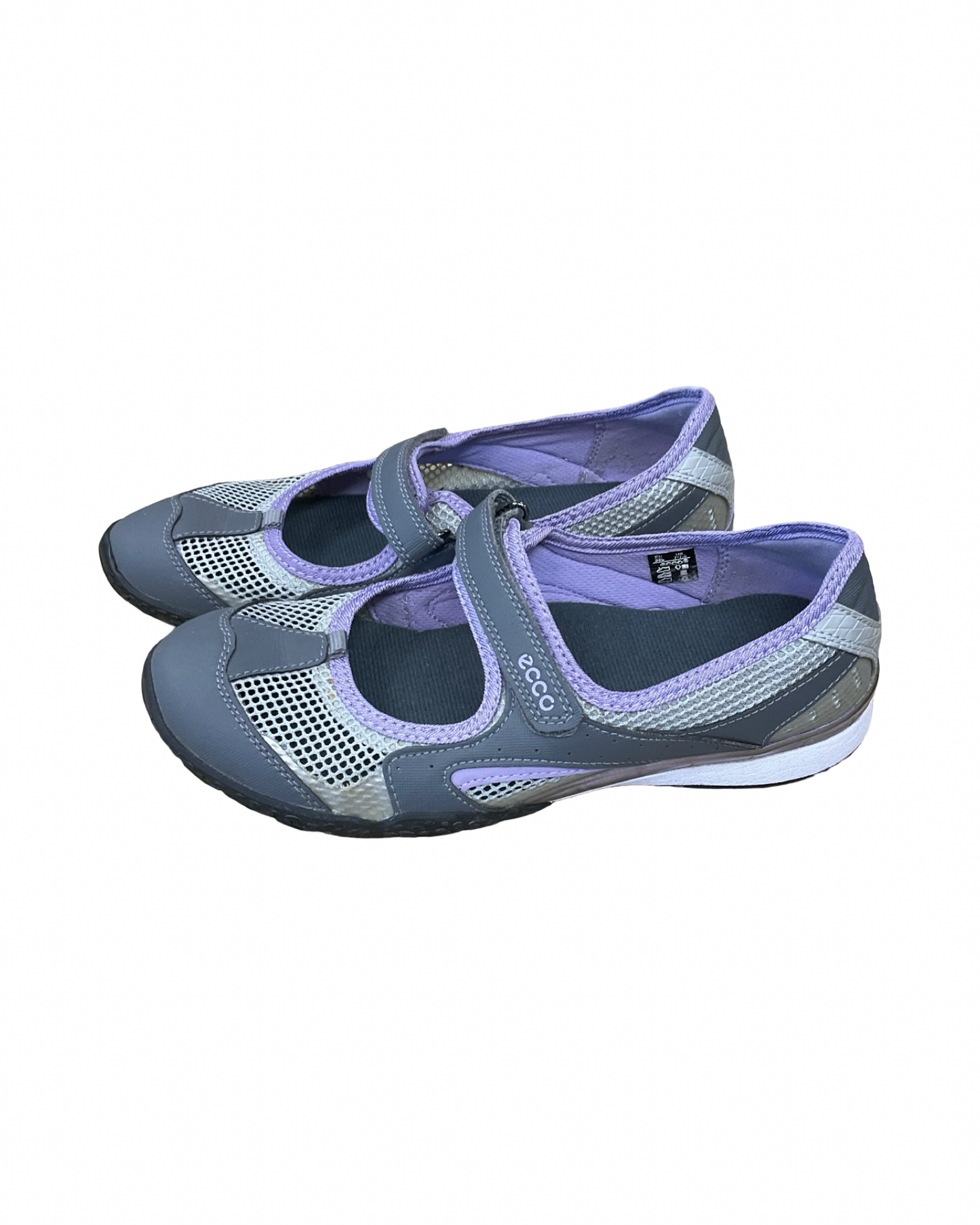 Shoes Flats By Ecco In Grey & Purple, Size:7.5