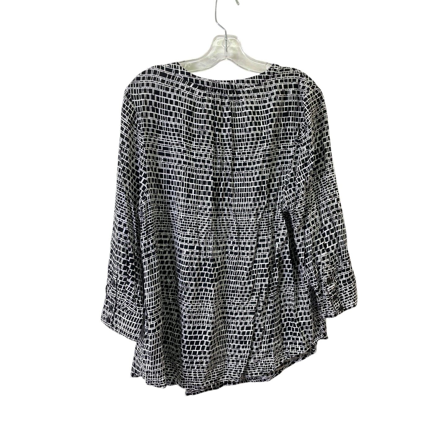 Top 3/4 Sleeve By Willi Smith In Black & White, Size:1X