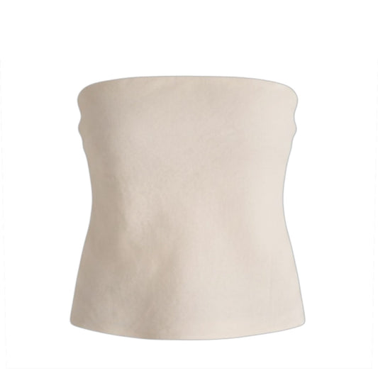 100% European Linen Strapless Top By Quince In Cream, Size: M