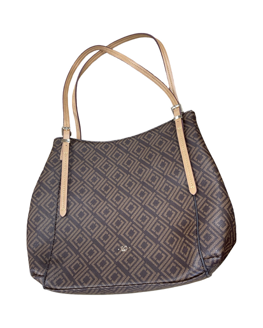 Handbag By Liz Claiborne In Brown & Tan, Size:Medium