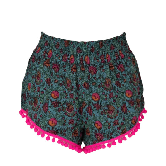 C. W. Moose Pom Pom Shorts By Natural Life In Turquoise Floral Print, Size: M