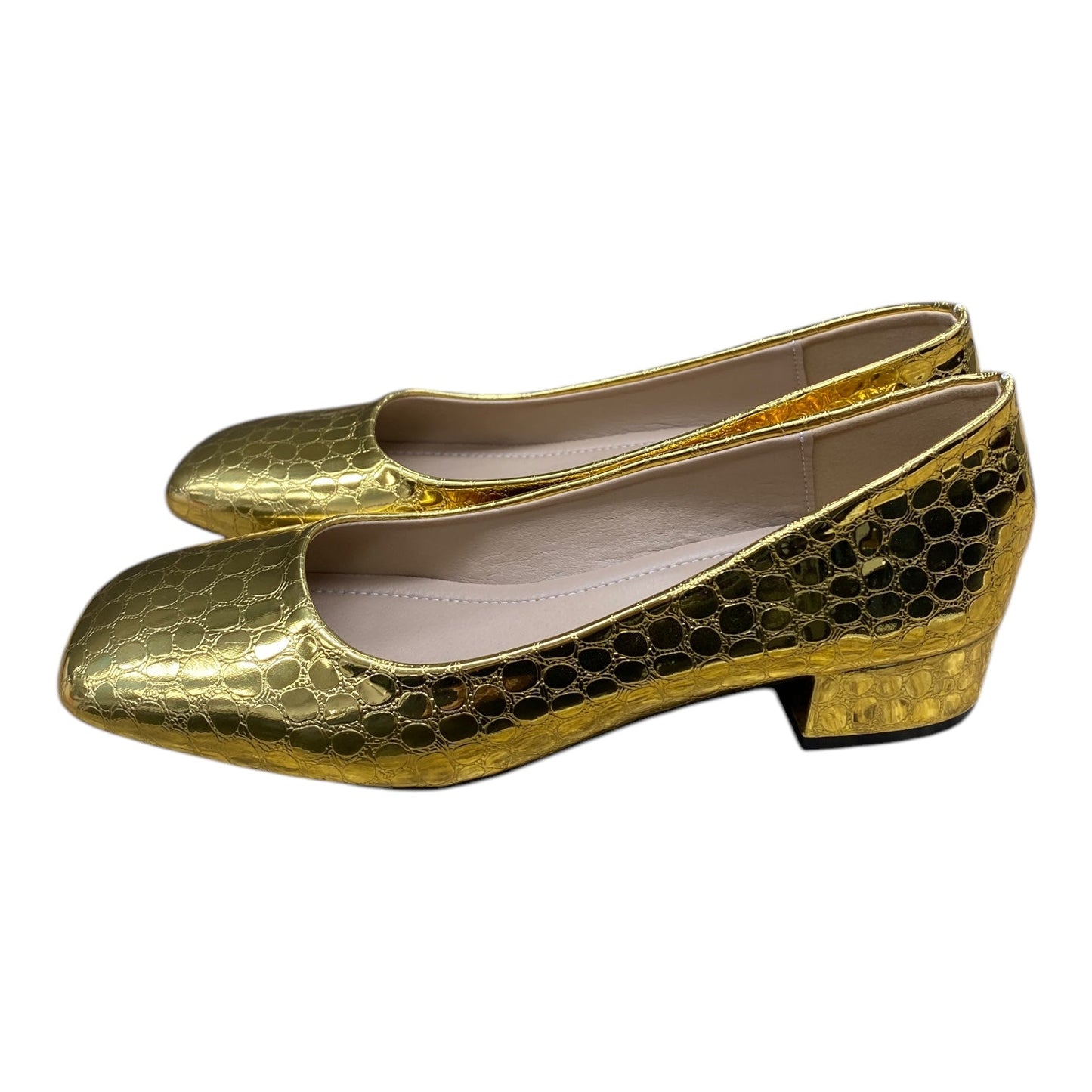 Shoes Heels Block By Clothes Mentor In Gold, Size:7.5
