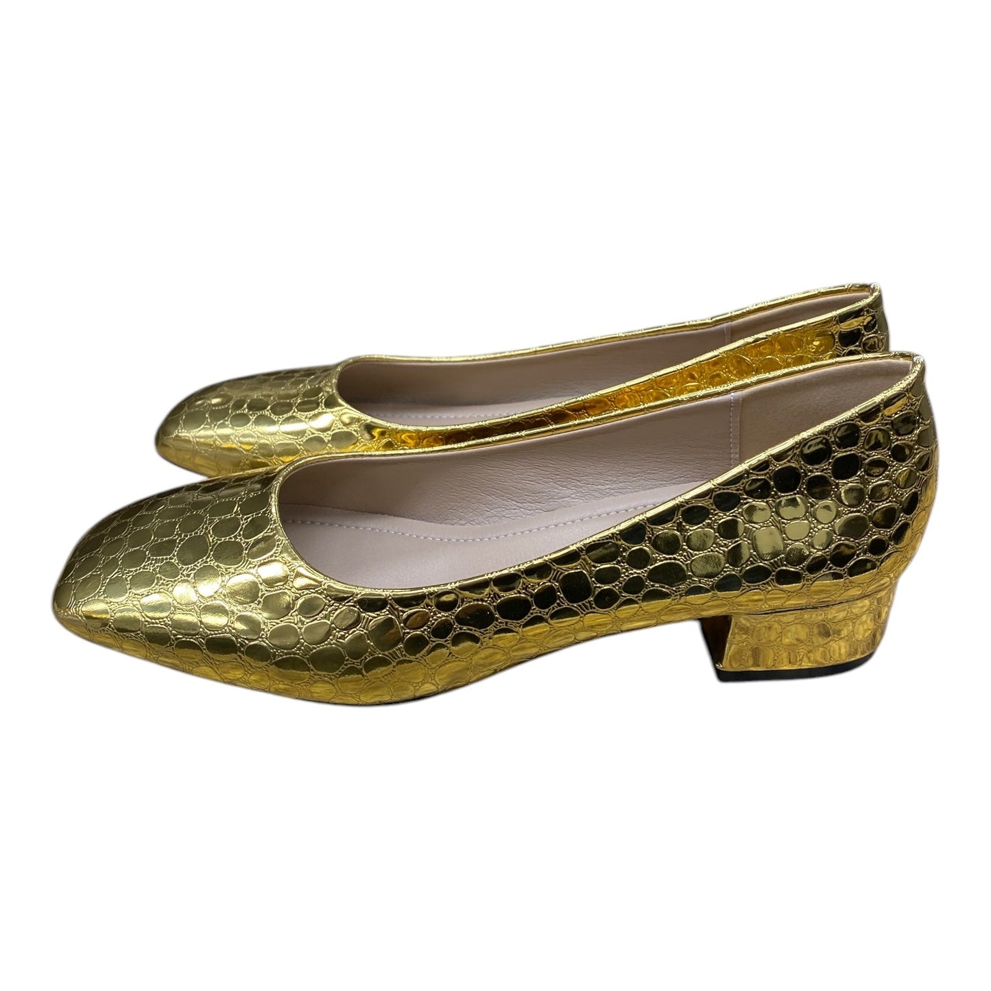 Shoes Heels Block By Clothes Mentor In Gold, Size:8.5