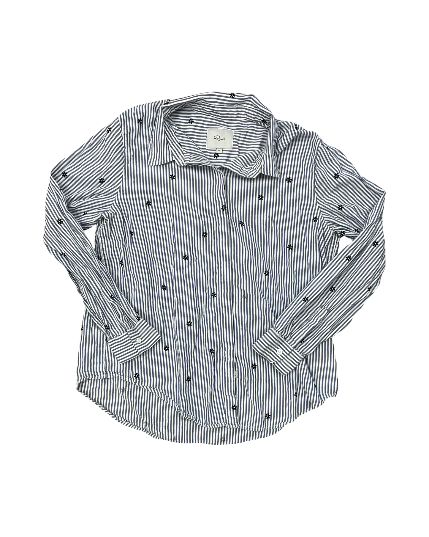 Blouse Ls By Rails In Blue & White, Size:Xl