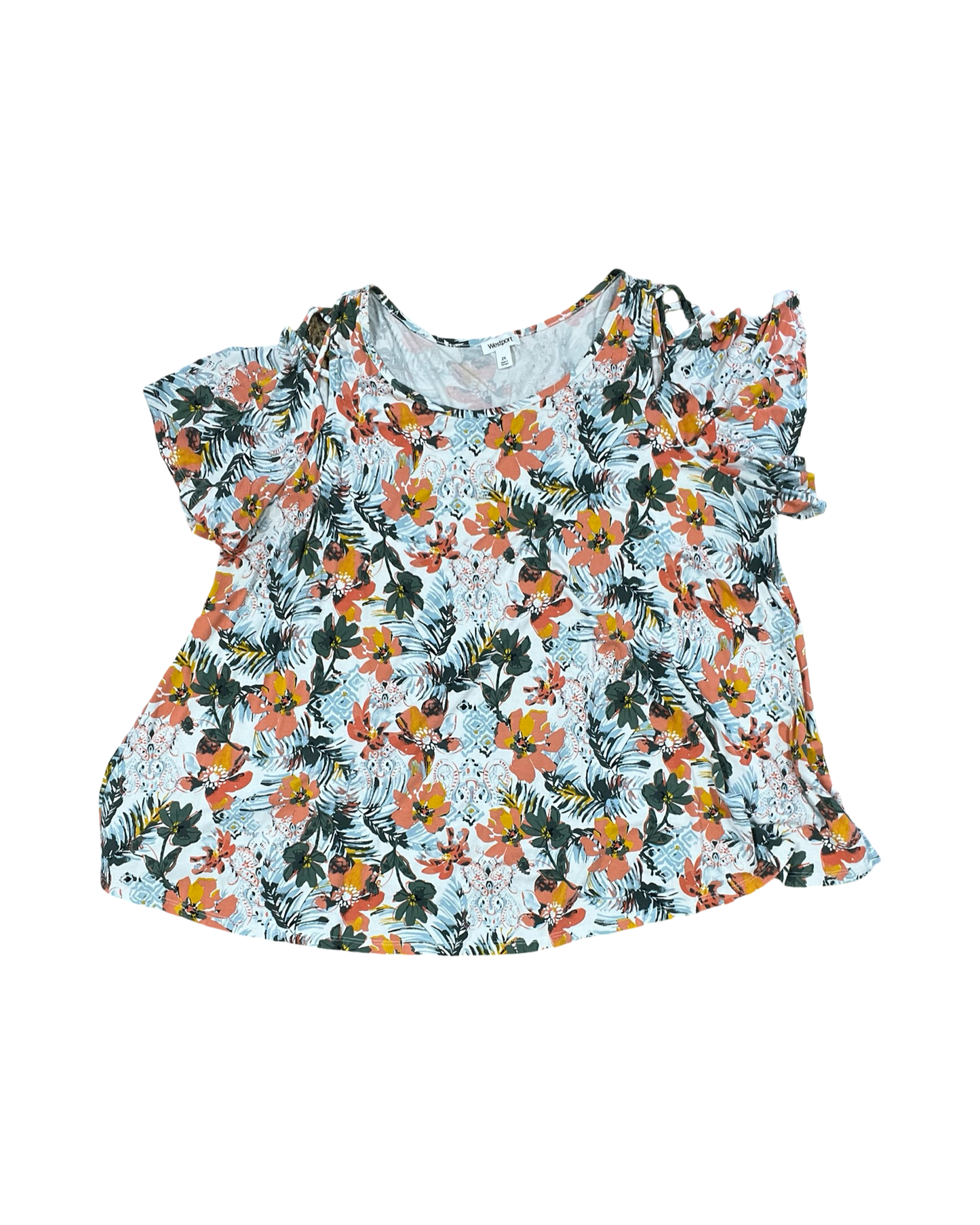 Top Ss By Westport In Green & Orange, Size:2X