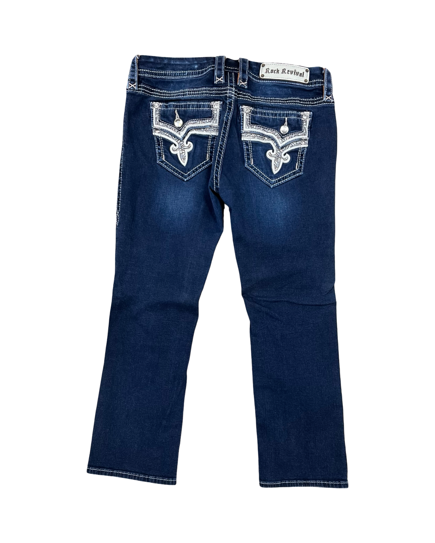 Jeans Cropped By Rock Revival In Blue Denim, Size:10
