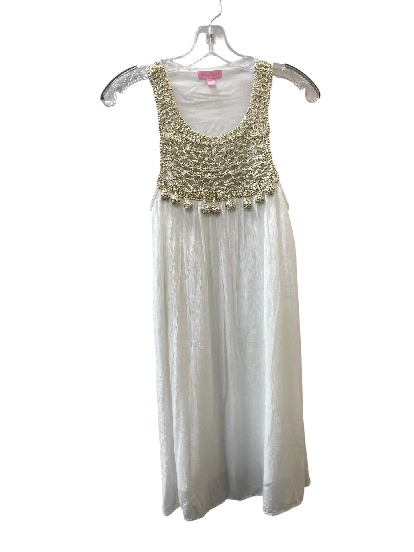 Dress Designer By Lilly Pulitzer In Gold & White, Size:S