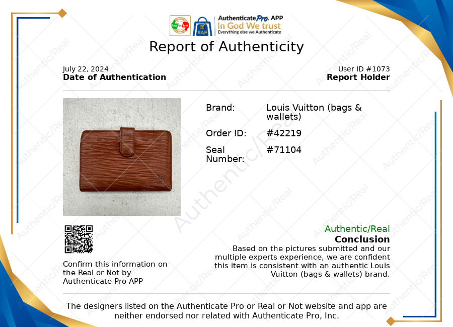 BROWN WALLET LUXURY DESIGNER by LOUIS VUITTON Size:SMALL
