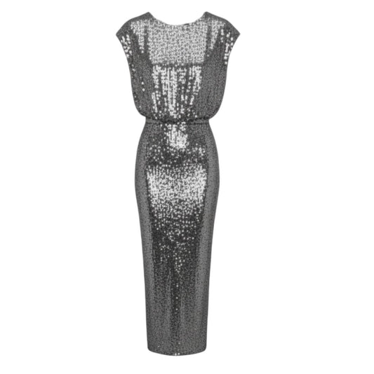 Sequin Maxi Dress By Zara In Silver, Size: S