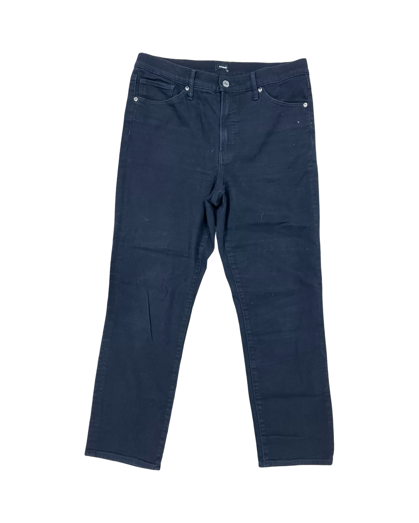 Jeans Straight By Express In Black Denim, Size:10L