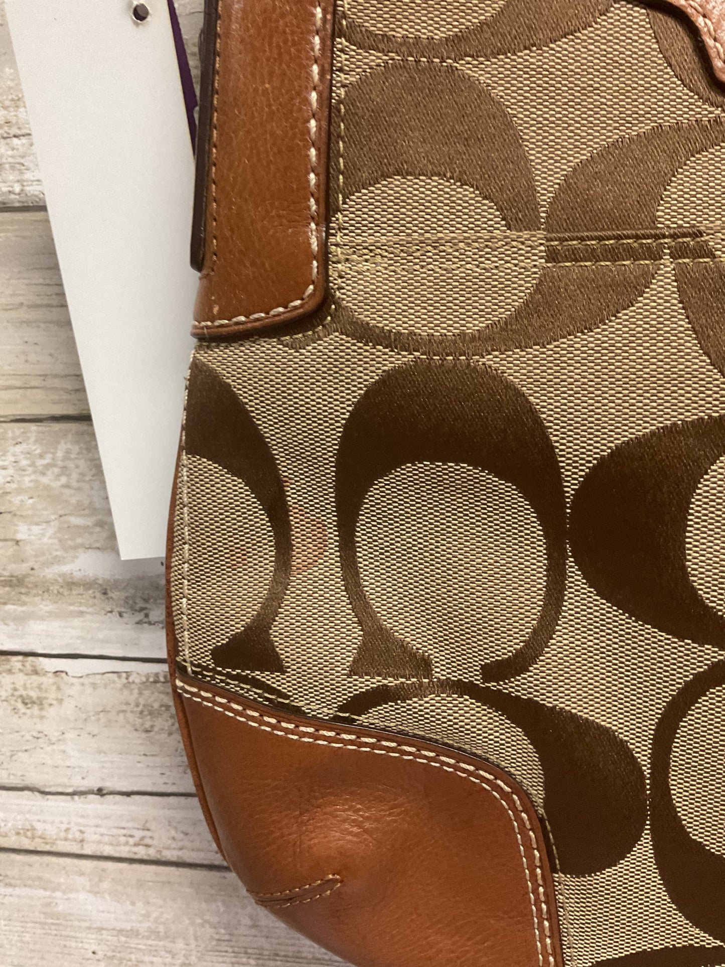 Handbag Designer By Coach In Brown & Cream, Size:Small