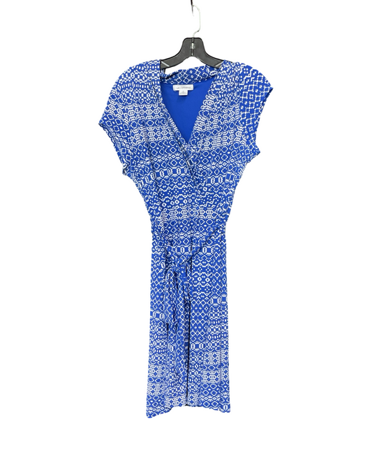 Dress Casual Midi By Liz Claiborne In Blue & White, Size:L