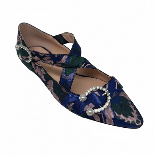 Brocade Foulard Marina
Crisscross Embellished Buckle Flats By J. Crew In Floral Print, Size: 6.5