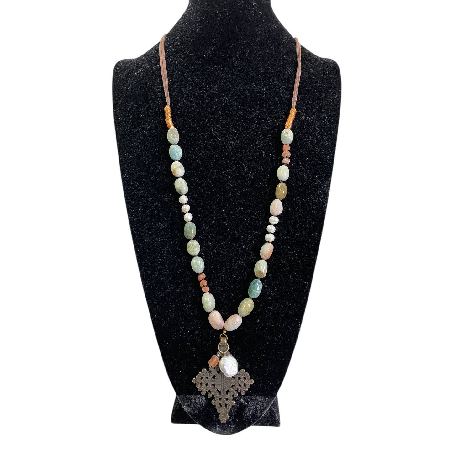 Necklace Pendant By Soft Surroundings In Brown & Green