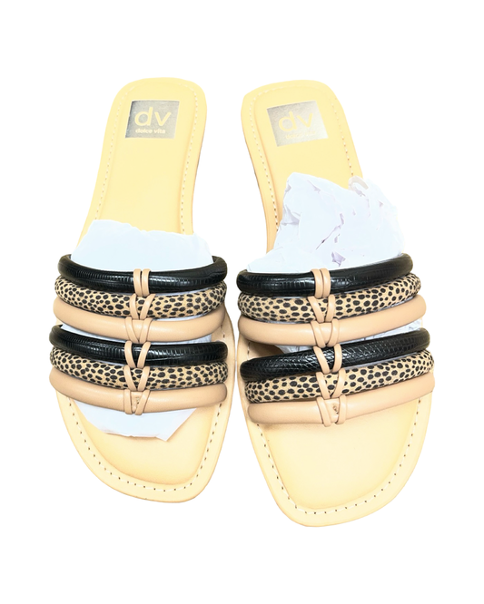 Sandals Flats By Dolce Vita In Black & Tan, Size:8.5