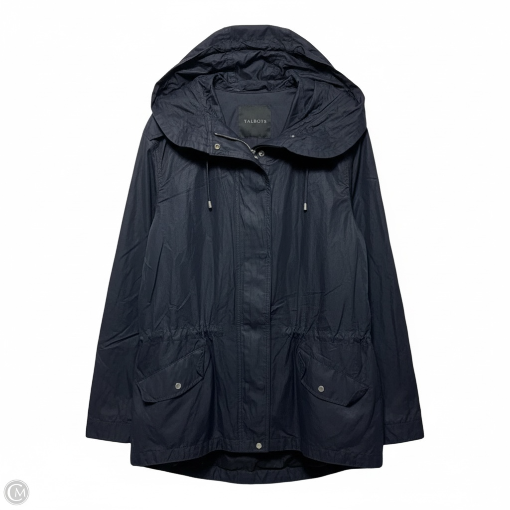 Hooded Anorak Jacket By Talbots In Navy, Size: 16