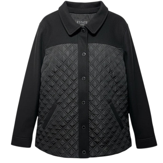 Estate Mixed Media Quilted Jacket By Isaac Mizrahi Live QVC In Black, Size: XL