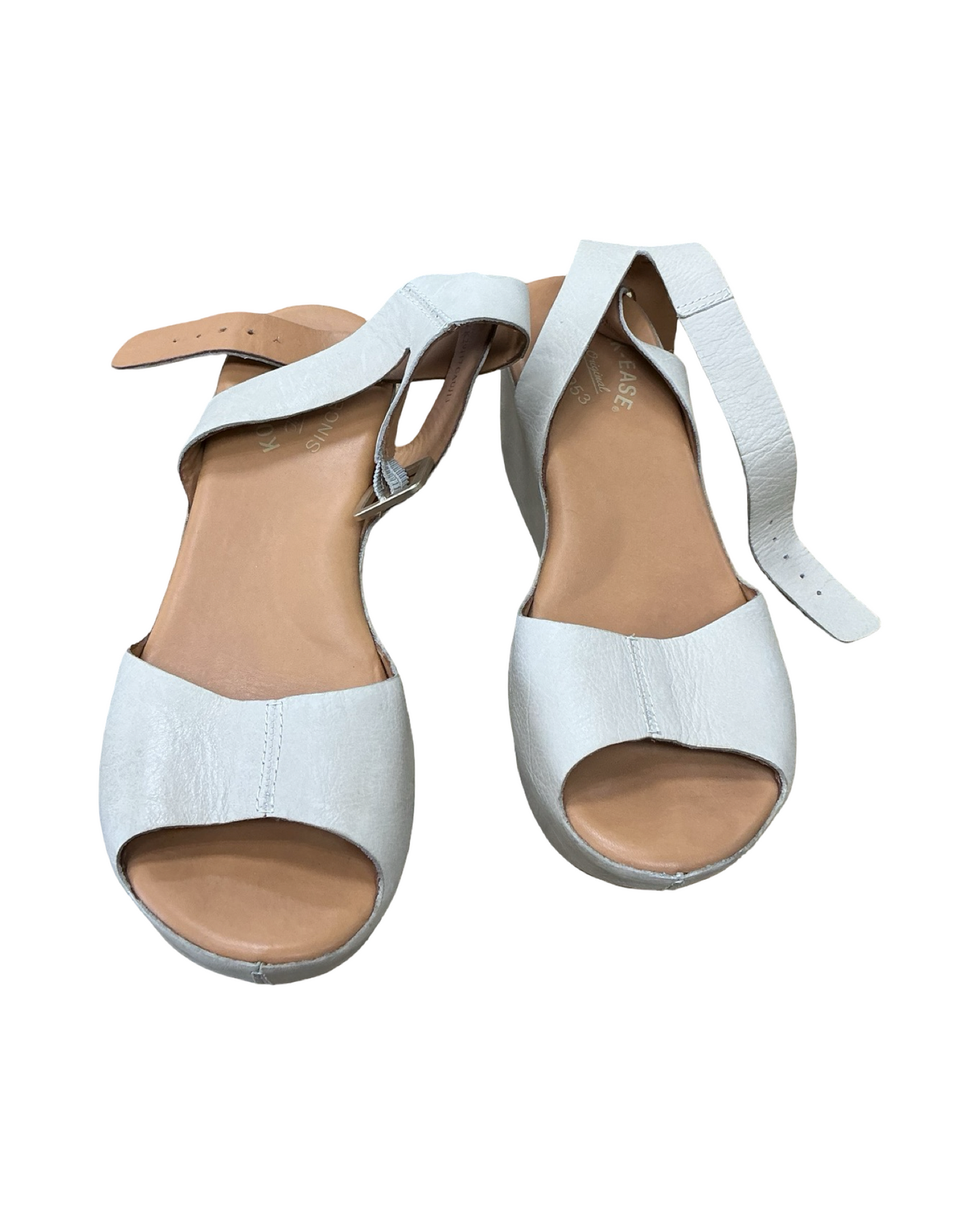 Sandals Heels Wedge By Kork Ease In Tan & White, Size:8