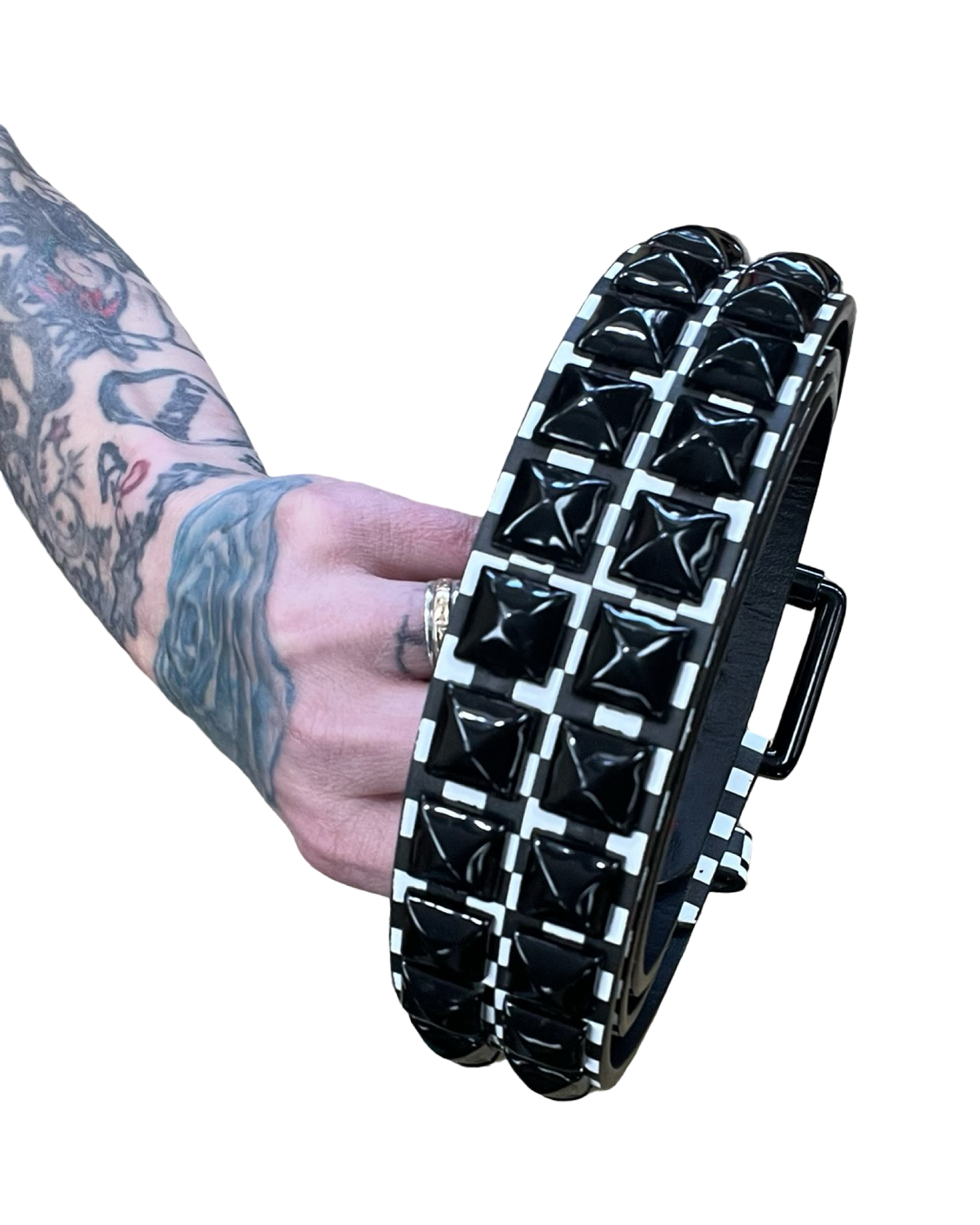 Belt Leather By Clothes Mentor In Black & White, Size:Xlarge