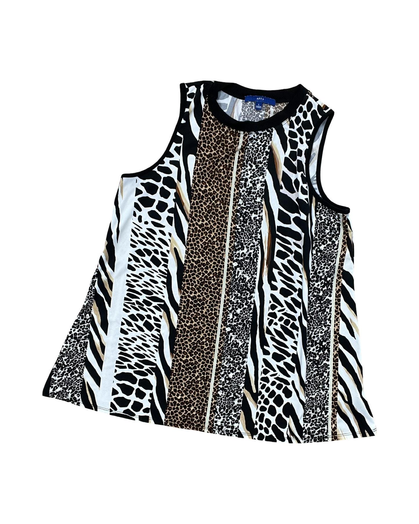 Top Sleeveless By Apt 9 In Black & White, Size:L