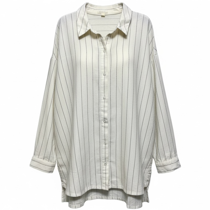 Striped Gauze Boxy Shirt By Eileen Fisher In Striped Pattern, Size: XS