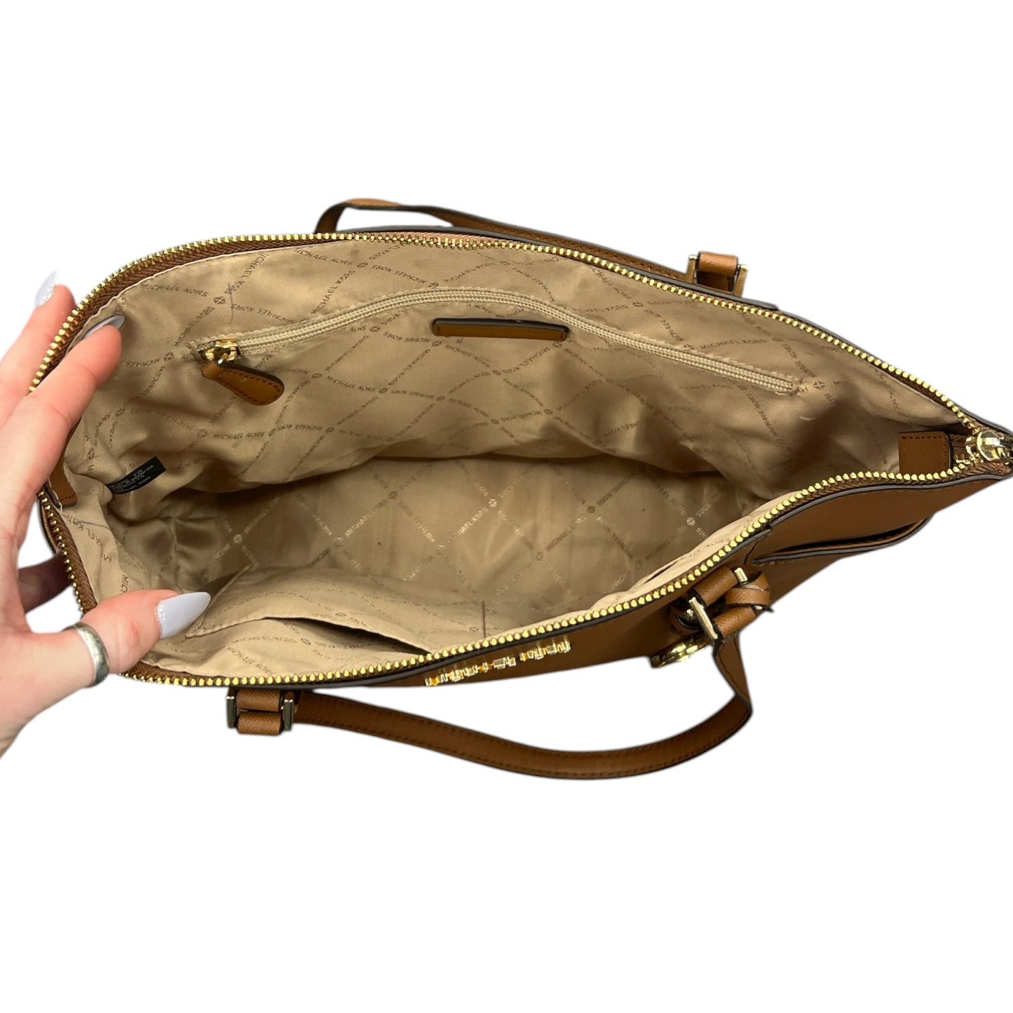 Handbag Designer By Michael Kors In Brown, Size:Large