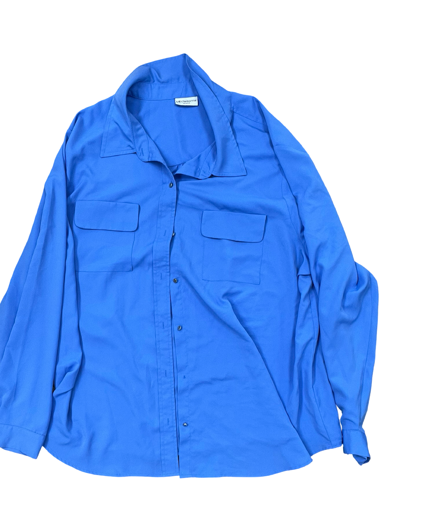 Blouse Ls By Liz Claiborne In Blue, Size:3X