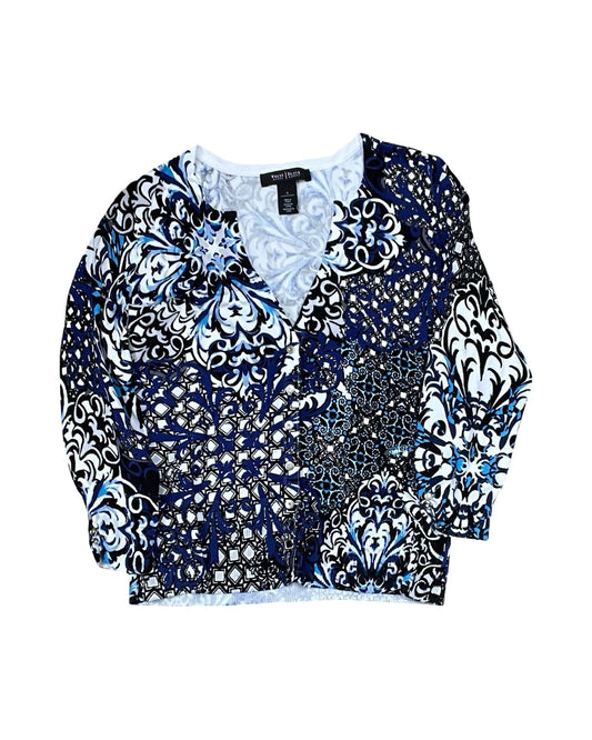 Cardigan By White House Black Market In Blue & White, Size:S