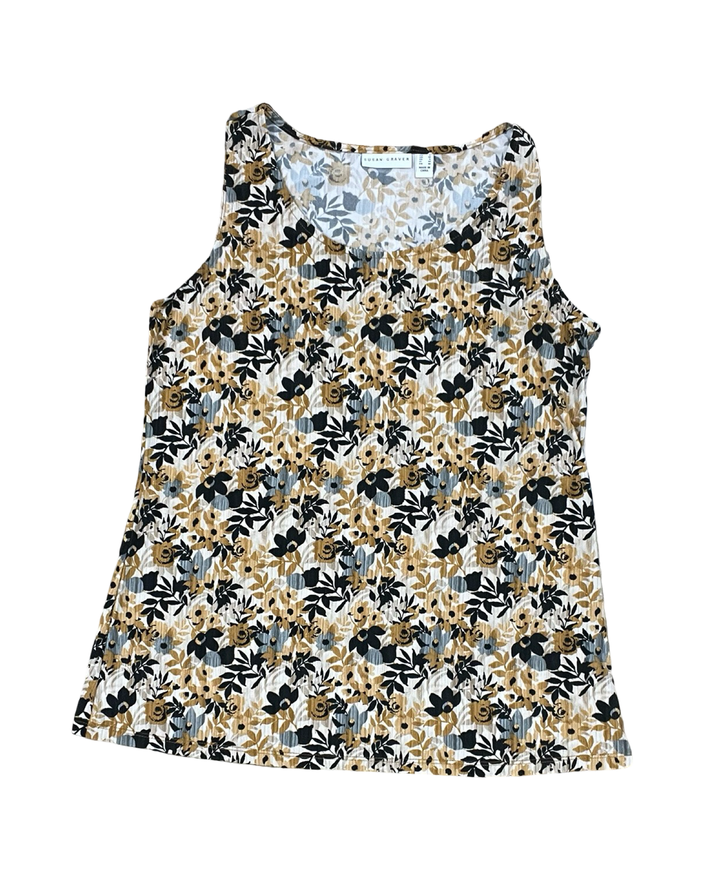 Top Sleeveless By Susan Graver In Gold & Tan, Size:S