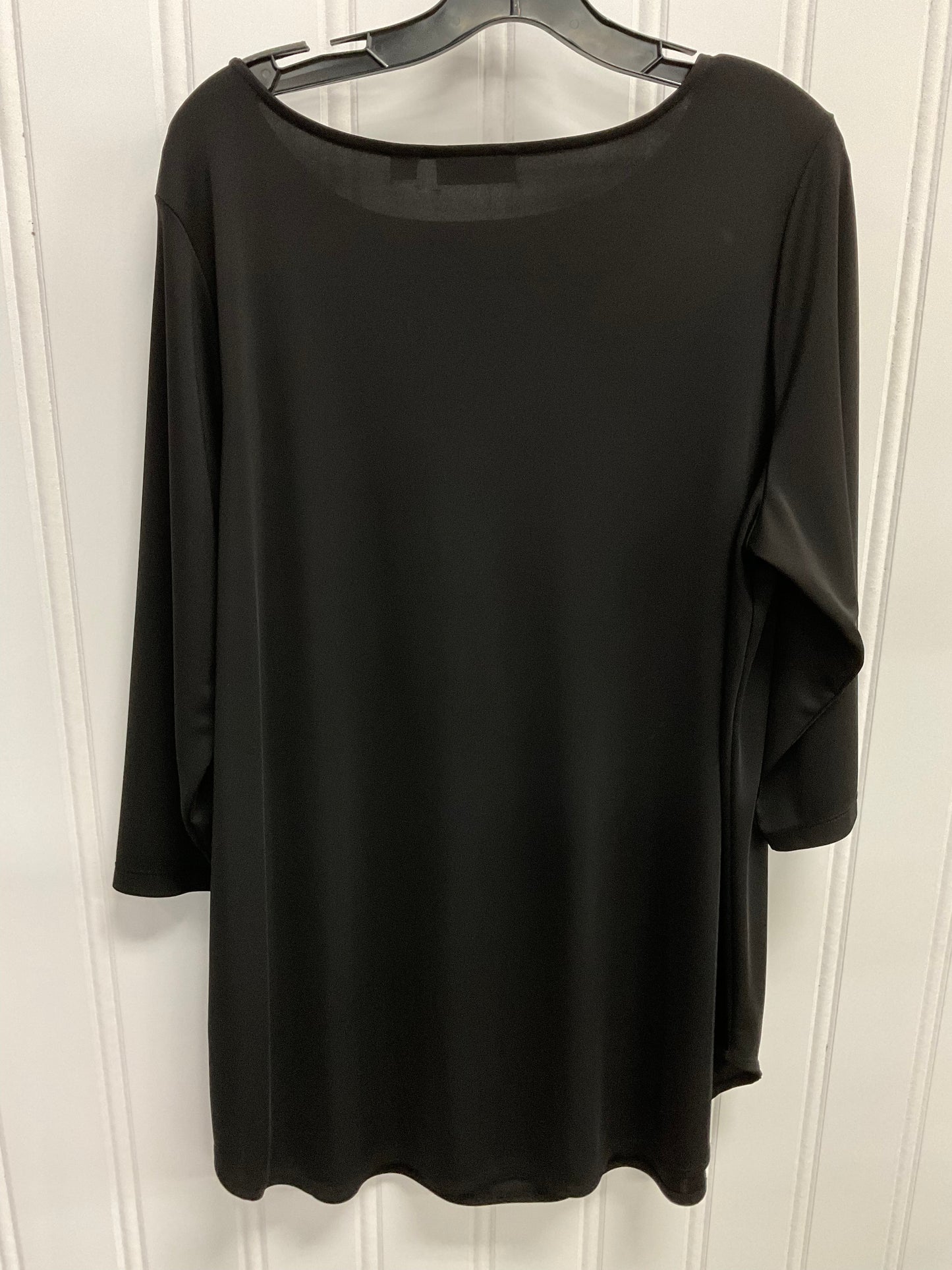 Top 3/4 Sleeve Basic By Susan Graver In Black, Size:1X