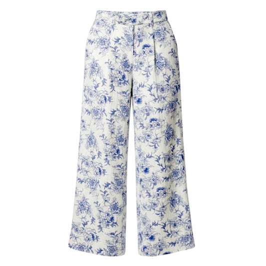Linen Blend Pants Designer By Jason Wu In Blue & White, Size: 10