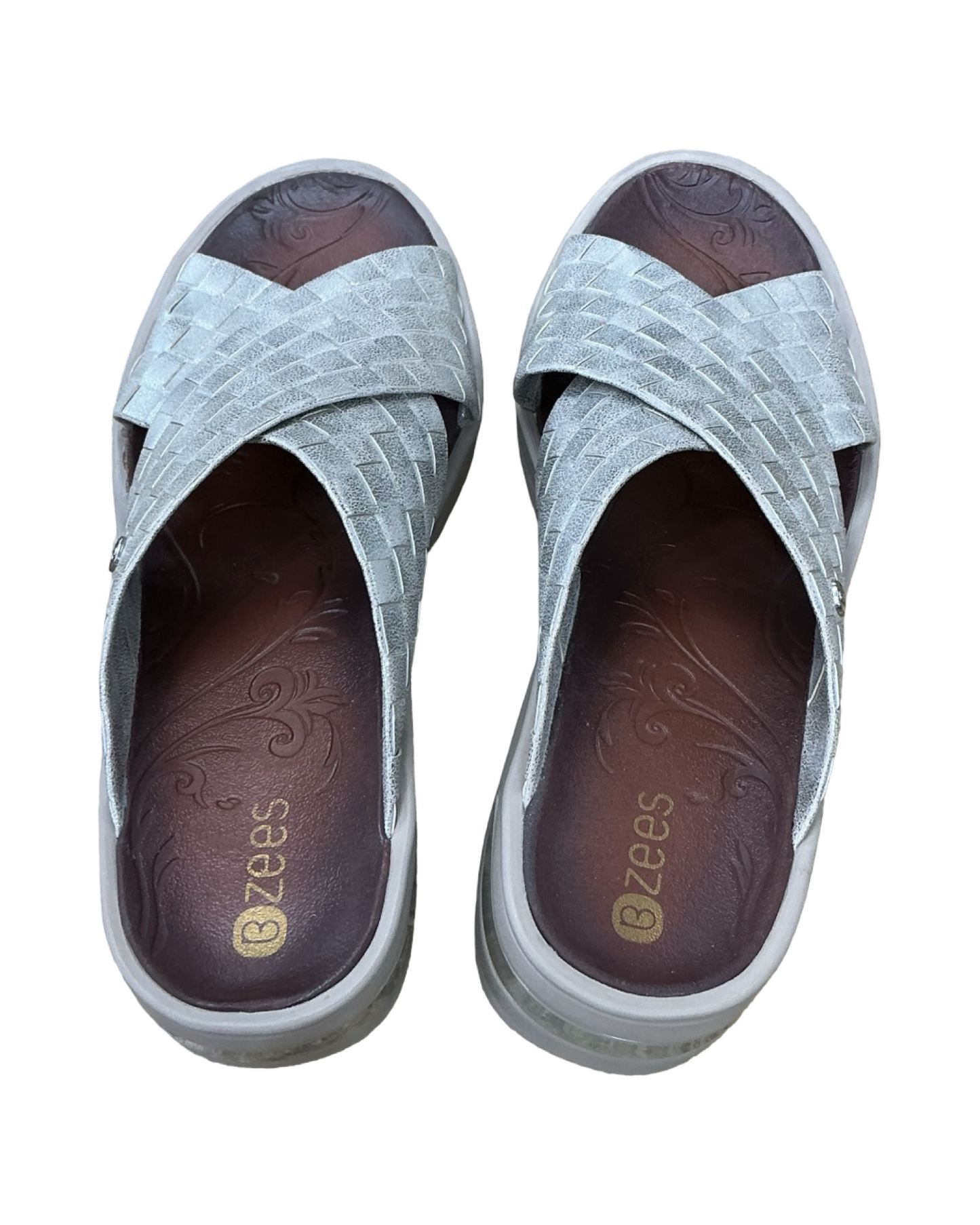 Sandals Flats By Bzees In Grey, Size:7.5