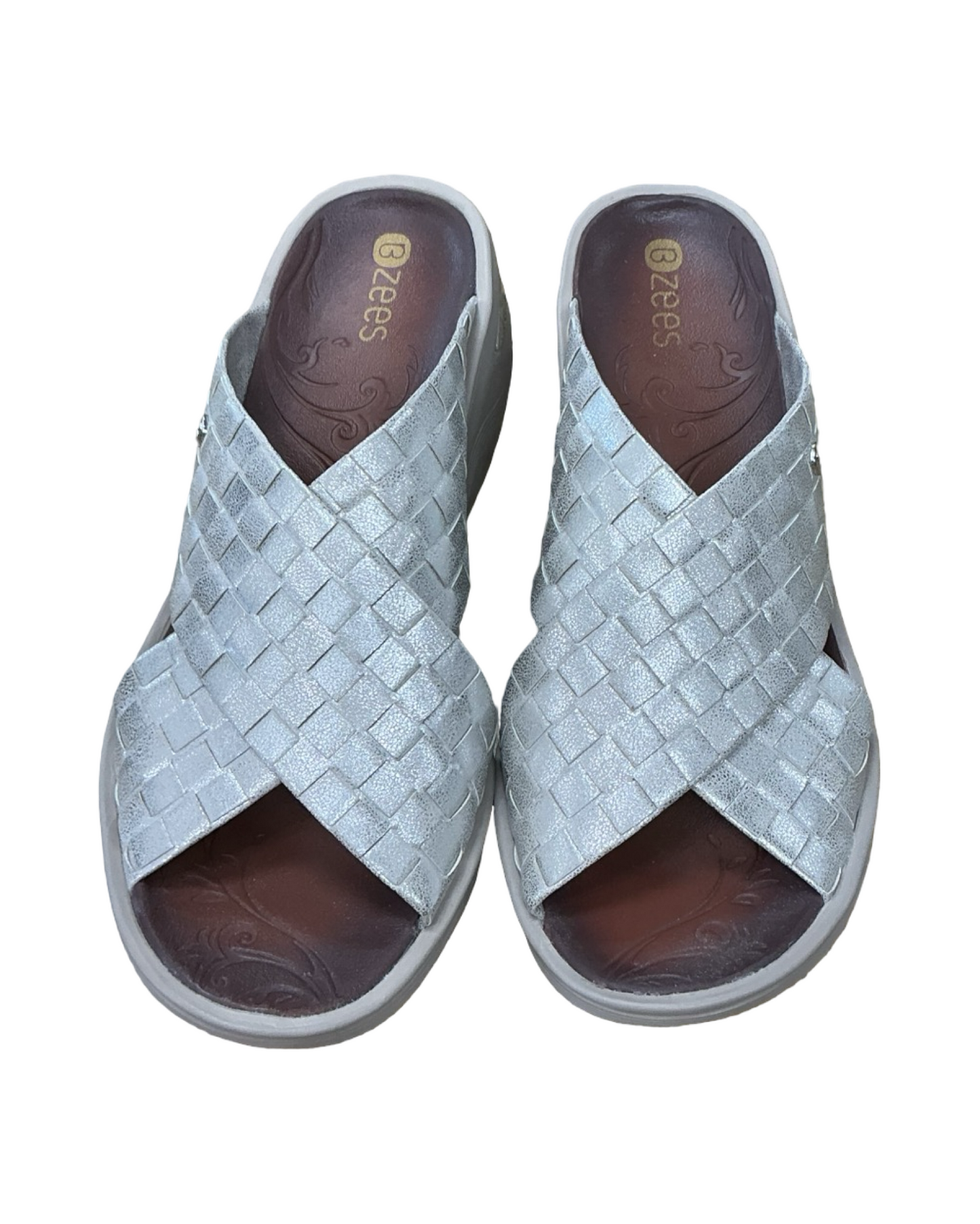 Sandals Flats By Bzees In Grey, Size:7.5