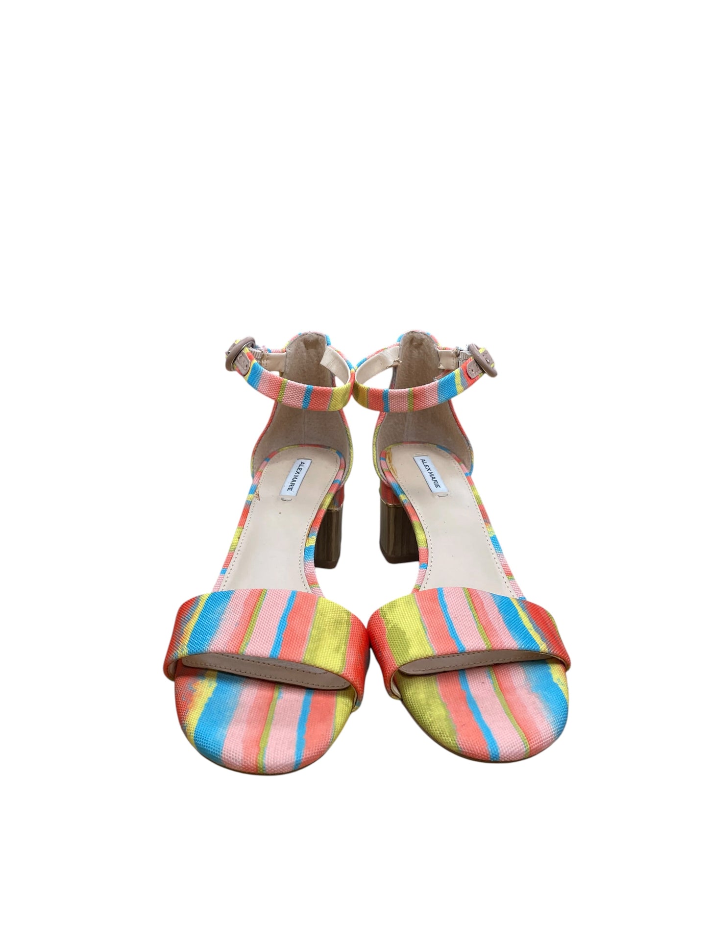 Sandals Heels Block By Alex Marie In Multi, Size:7